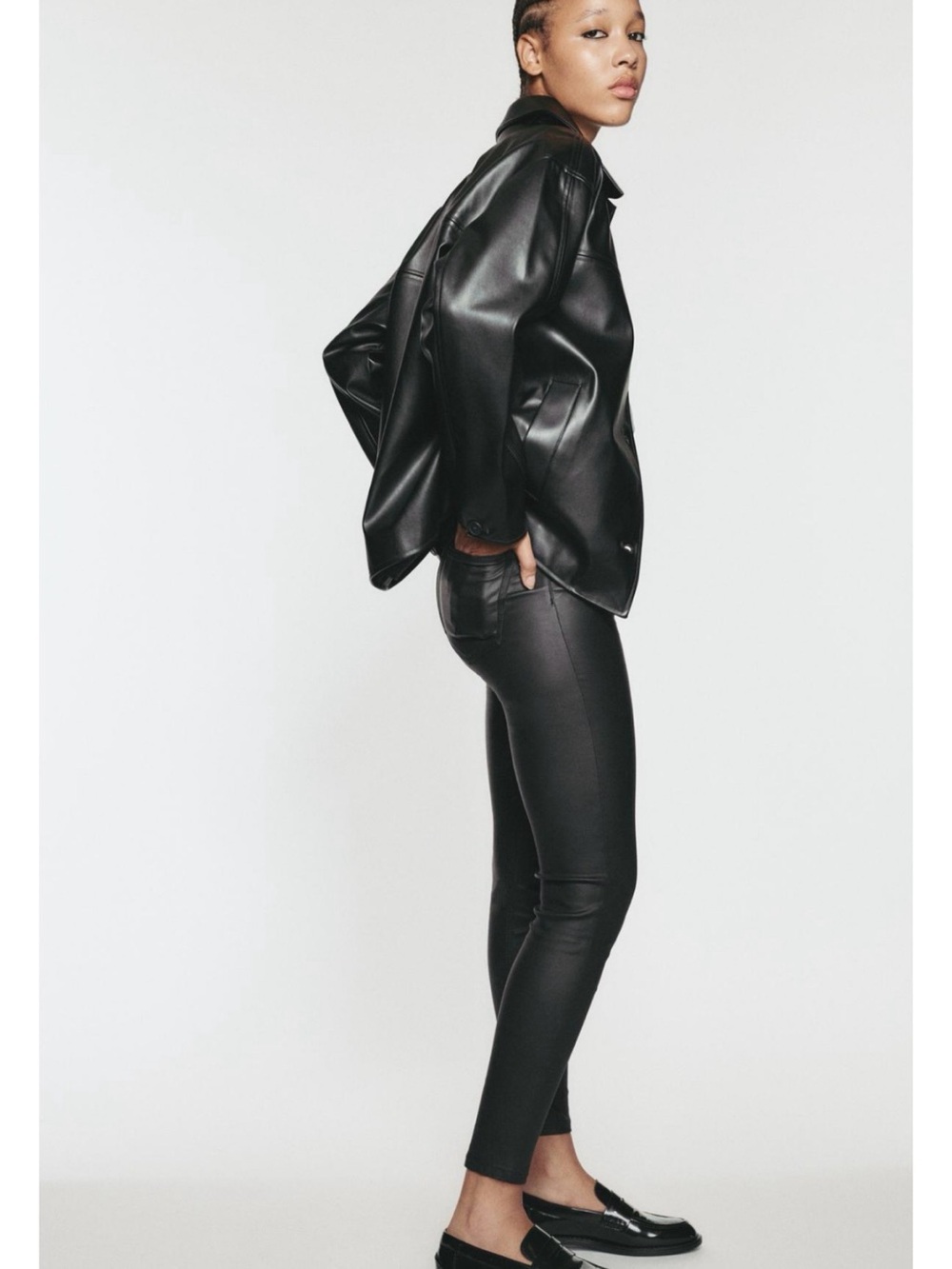 Black Vegan Leather jeans - Women